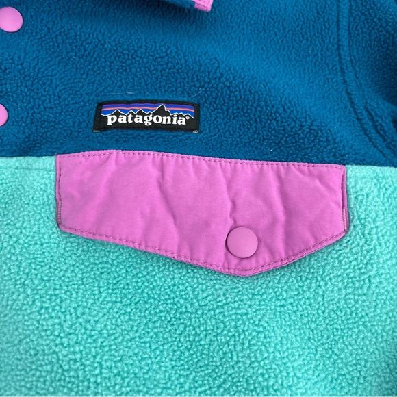 Patagonia Synchilla Jacket Women‎ XXS Blue Pink Multicolor Color Block Fleece - Picture 3 of 10